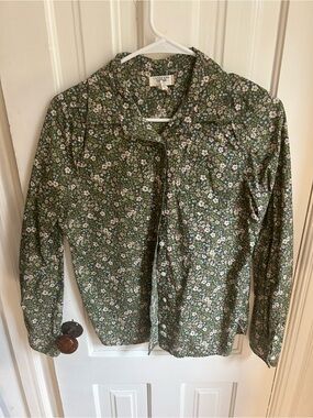 Green Floral Button-Up Shirt